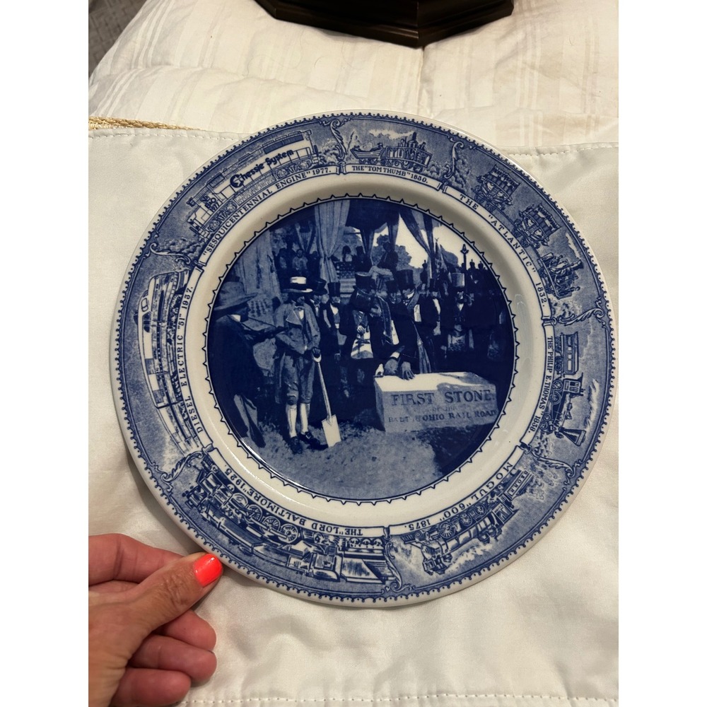 B&O Railroad Sesquicentennial Plate Shenango China 150th Anniversary 10.5" Blue